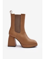 Botky sztyblety na masivním podpatku bežové Ironna