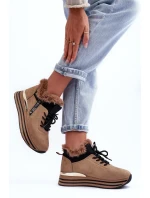 Sportovní obuv na platformě s kožešinou, tmavě béžová Jamarie