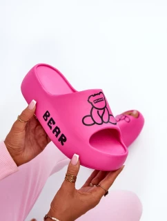 Dámské pěnové pantofle na masivní podrážce s medvídkem Fuchsia Lamira
