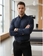 Pánská tmavě modrá vzorovaná košile slim fit FashionStreet DX2689