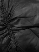 Černá dámská bunda pro přechodné období s károvanou podšívkou (842) Černá dámská bunda pro přechodné období s károvanou podšívkou (842)