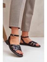 Zazoo 40378 Ploché Dámské Kožené Sandály Černé