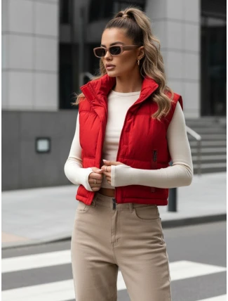 FashionStreet dámská prošívaná červená vesta TY5198 FashionStreet dámská prošívaná červená vesta TY5198