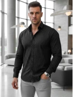 Pánská vzorovaná košile regular fit černá FashionStreet DX2696