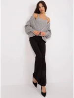 Šedý dámský dvoudílný komplet - top a svetr (8019)
