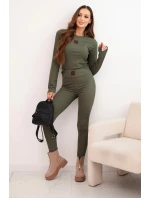 Dámská souprava z bavlny s dlouhým rukávem a legínami khaki Dámská souprava z bavlny s dlouhým rukávem a legínami khaki