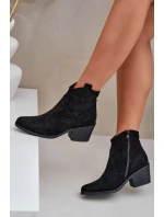 Děrované Kovbojské Botky Na Zip Eko Semišové S.Barski HY51-061 Černé