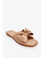 Dámské kožené pantofle s mašlí Béžové Becky