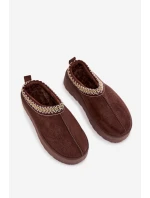 Dětské/módní sněhule s výšivkou na platformě Jolisse – čokoládové