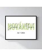 Personalizovaný magický fotoobraz v rámu - čtverec 30x40 - jména novomanželů Personalizovaný magický fotoobraz v rámu - čtverec 30x40 - jména novomanželů
