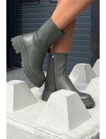 Dámské kotníkové boty na platformě ML245 Khaki tmavě zelená - Diamantique