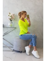 Halenka s výstřihem do V žlutá neonová Halenka s výstřihem do V žlutá neonová