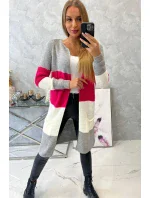 Šedý+malinový pruhovaný svetr Šedý+malinový pruhovaný svetr