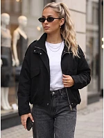 Dámská oversize přechodová bunda se stojáčkem, černá, FashionStreet TY6090 Dámská oversize přechodová bunda se stojáčkem, černá, FashionStreet TY6090