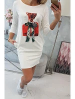 Pozoruhodné 3D grafické šaty v barvě ecru Pozoruhodné 3D grafické šaty v barvě ecru