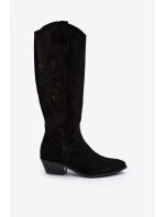 Zazoo 2909 Semišové Boty s Výřezy na Nízkém Podpatku Černé