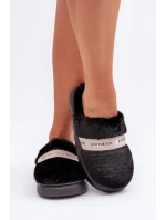 Futrařské Pantofle S Dekorativním Páskem Černé Savalithea