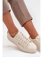 Dámské tenisky z ECO kůže Big Star – béžové/zlaté