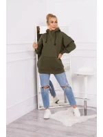 Zateplená halenka s polovičním rolákem khaki barvy