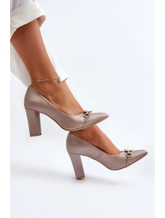 Lodičky s perlami a podpatkem ze kůže Zazoo 2453/OS