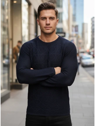 Pánský tmavě modrý svetr WX2300z Pánský tmavě modrý svetr WX2300z