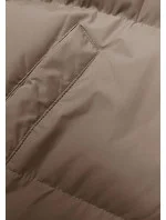 Tmavě béžová dlouhá hrubší dámská bunda s kapucí (5M3163-84)