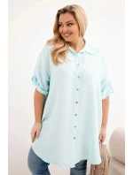 Dámská košile Plus Size z viskózy s delším zadním dílem světle mátová