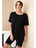 Dámský bavlněný komplet s krátkým rukávem a šortkami žlutý Dámský bavlněný komplet s krátkým rukávem a šortkami žlutý