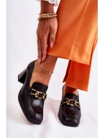 Kožené lodičky s řetízkem Laura Messi 2515 Black