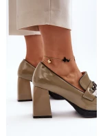 Lakýrované lodičky na masivním podpatku zelené Terimene