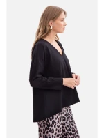 B304 Pletený svetr s výstřihem do V - černý