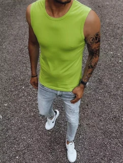 Pánská košile bez rukávů bez potisku světle zelená FashionStreet RX4917