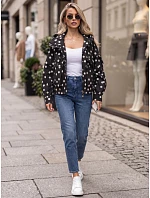 Dámská přechodová bunda s puntíky a kapucí, černá, FashionStreet TY6035