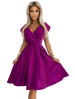 348-8 SCARLETT rozšířené šaty s obálkovým výstřihem a páskem - FUSSION WITH BROKER 348-8 SCARLETT rozšířené šaty s obálkovým výstřihem a páskem - FUSSION WITH BROKER