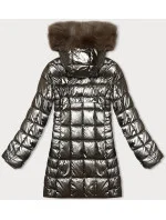 Metalická dámská bunda ve barvě zašlého zlata s kapucí J Style (16M9120-403)