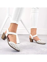 Kožené pohodlné sandály Rieker W RKR650 white Kožené pohodlné sandály Rieker W RKR650 white
