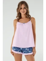 Italská móda Tulip full length short barva:růžová/potisk