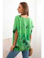 Dámská bavlněná košile s květinovým vzorem zelený
