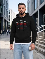 Pánská mikina s kapucí a předním kapsou s potiskem, černá, FashionStreet NX5150BX