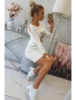 Šaty s potiskem košíku ecru Šaty s potiskem košíku ecru