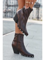 Dámské cowboy boty z eko kůže na sloupku hnědé Abrielle