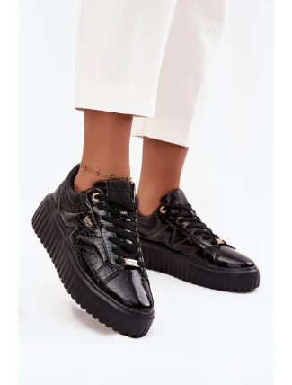 Lakované dámské tenisky na platformě Lee Cooper LCJ-25-09-3870 Černé
