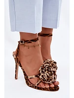 Dámské sandály na podpatku s ozdobou Panterka Geloria