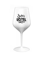 SUPER UČITEL - bílá nerozbitná sklenice na víno 470 ml 