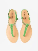 Luxusní  sandály dámské zelené bez podpatku