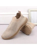 D&A W OLI257A béžová sportovní nazouvací obuv se zirkony