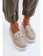 Dámské kožené mokasíny na platformě béžové S.Barski LR720