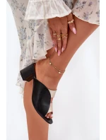 Kožené Dámské Klapky Na Podpatku Maciejka Černozlaté 06943-25