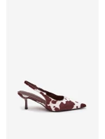 Lodičky Na Jehlách S Otevřenou Patou V Puntíku Hnědo-Bílé Talira