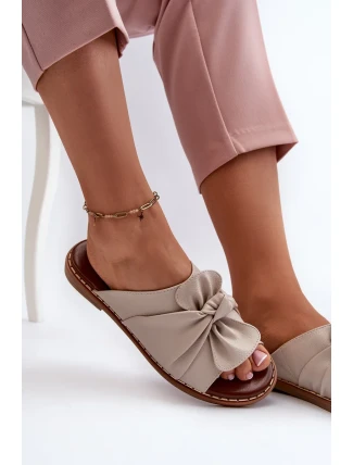 Dámské pantofle na plochém podpatku Béžová Nelvira